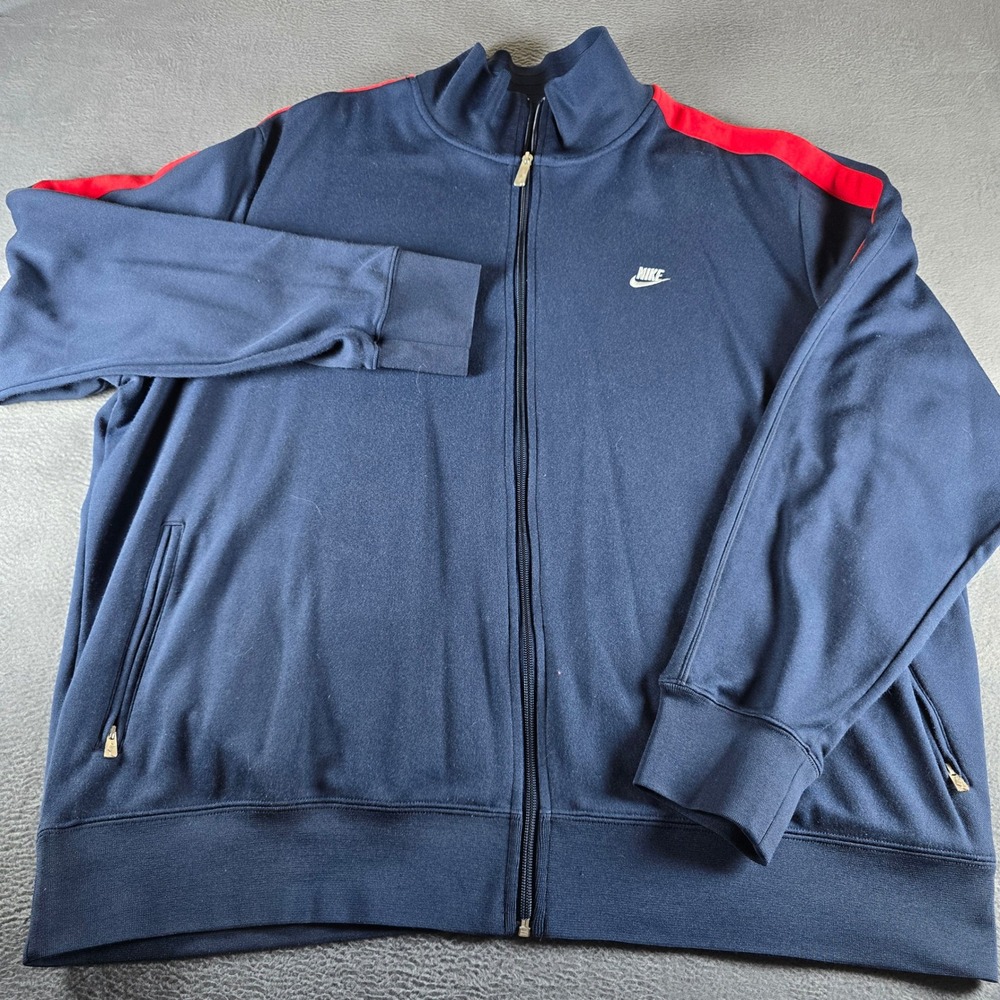 Nike Golf Sport Dri-FIT Track Jacket Mens 4XL Navy Blue Red Stripe Full Zip